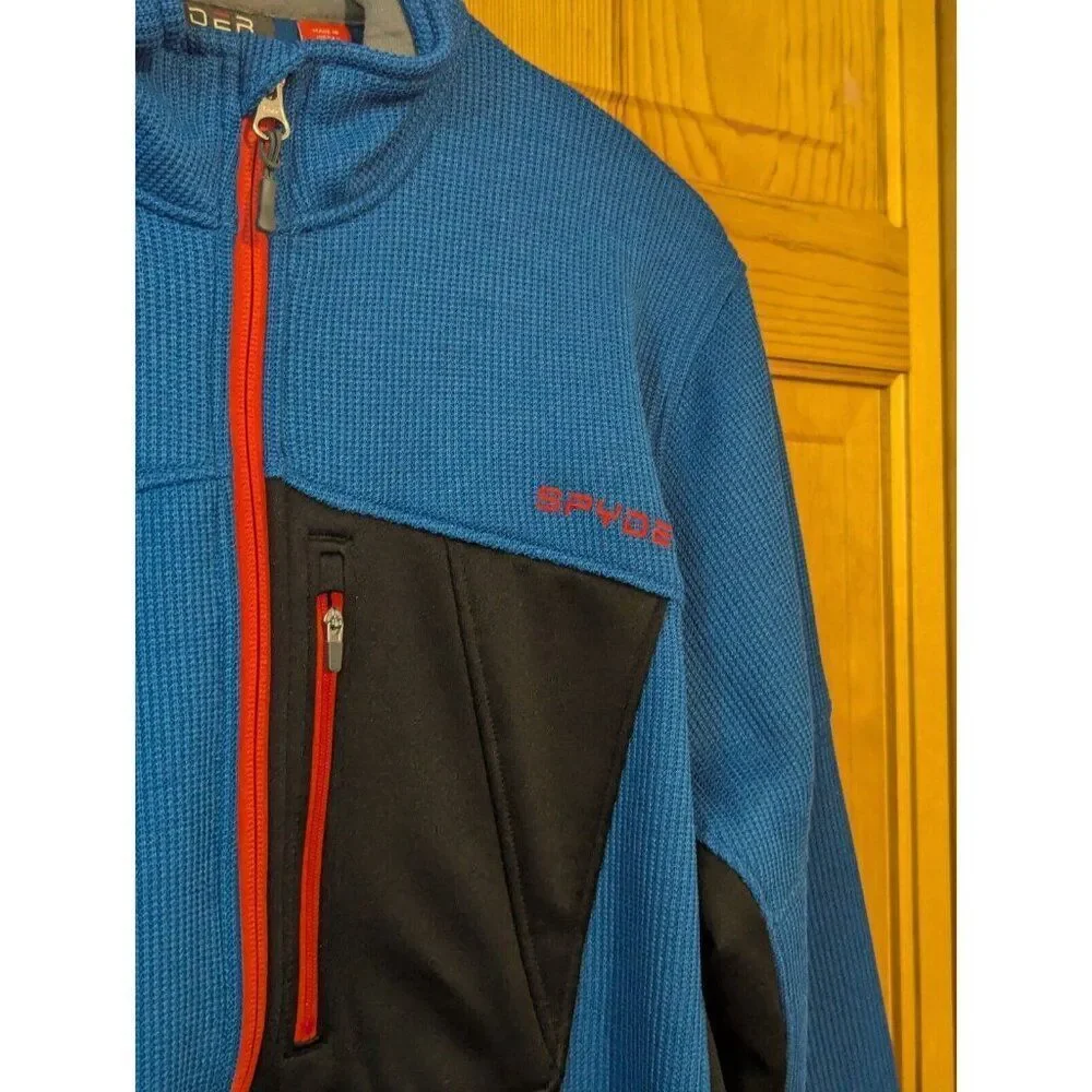 Spyder Sweater Mens Medium Bandit Half‎ Zip Fleece Jacket Mock Neck Blue - Picture 6 of 16